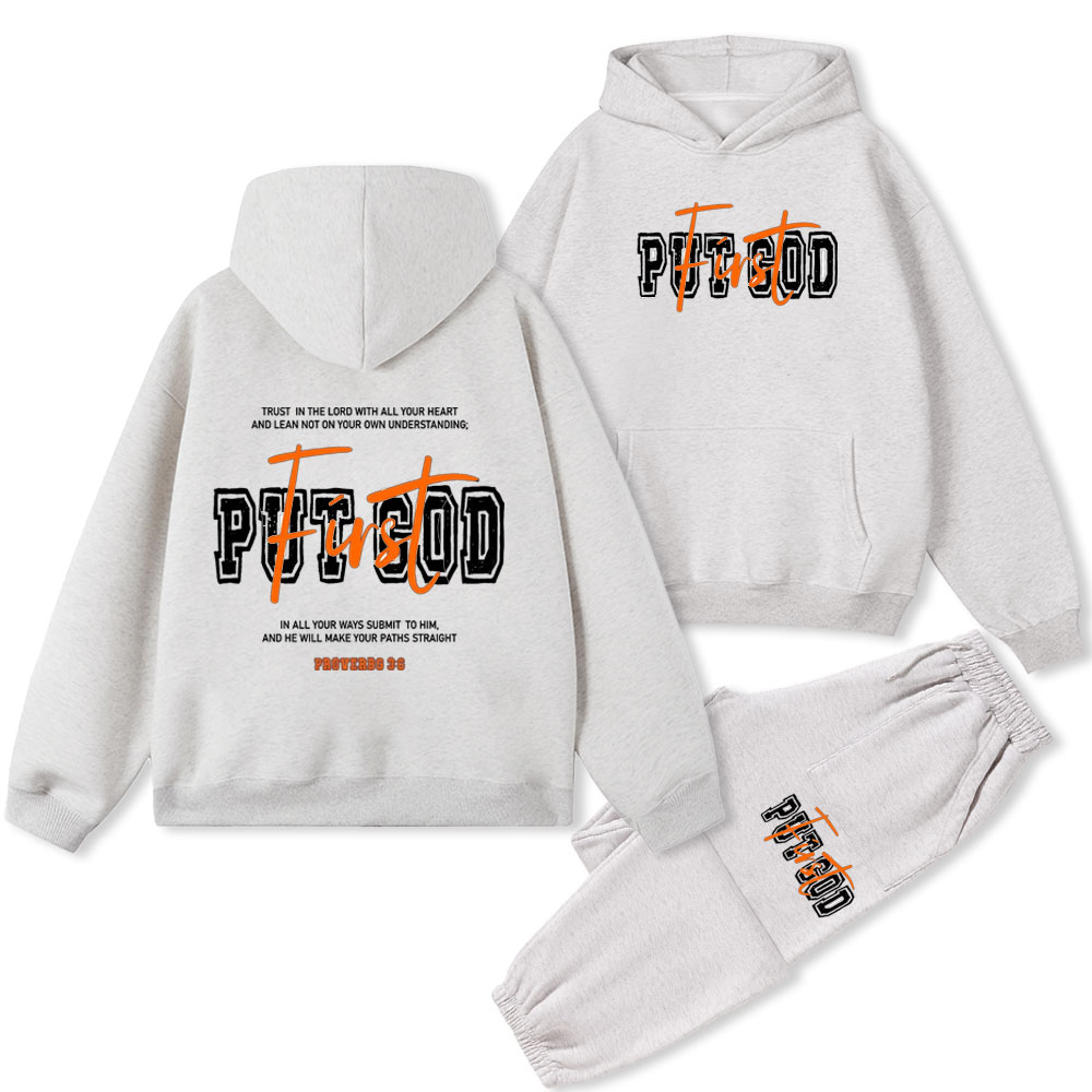 Put God First Christian Fleece Hoodie Set