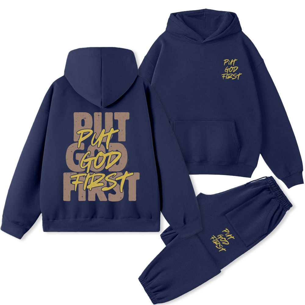 Put God First Christian Premium Fleece Hoodie Set