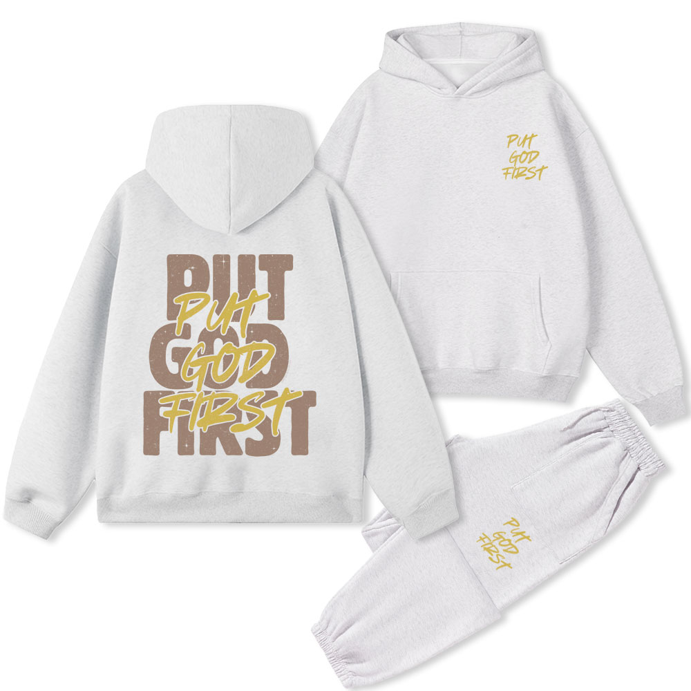 Put God First Christian Premium Fleece Hoodie Set
