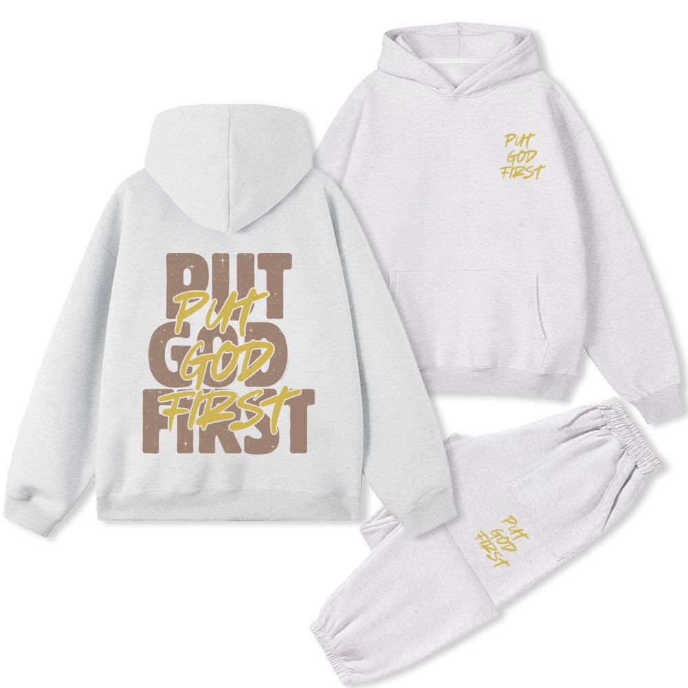 Put God First Christian Premium Fleece Hoodie Set