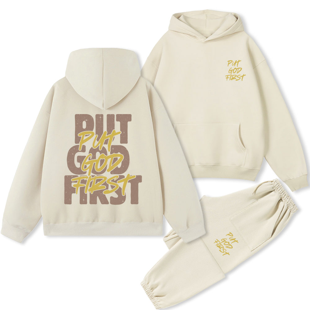 Put God First Christian Premium Fleece Hoodie Set