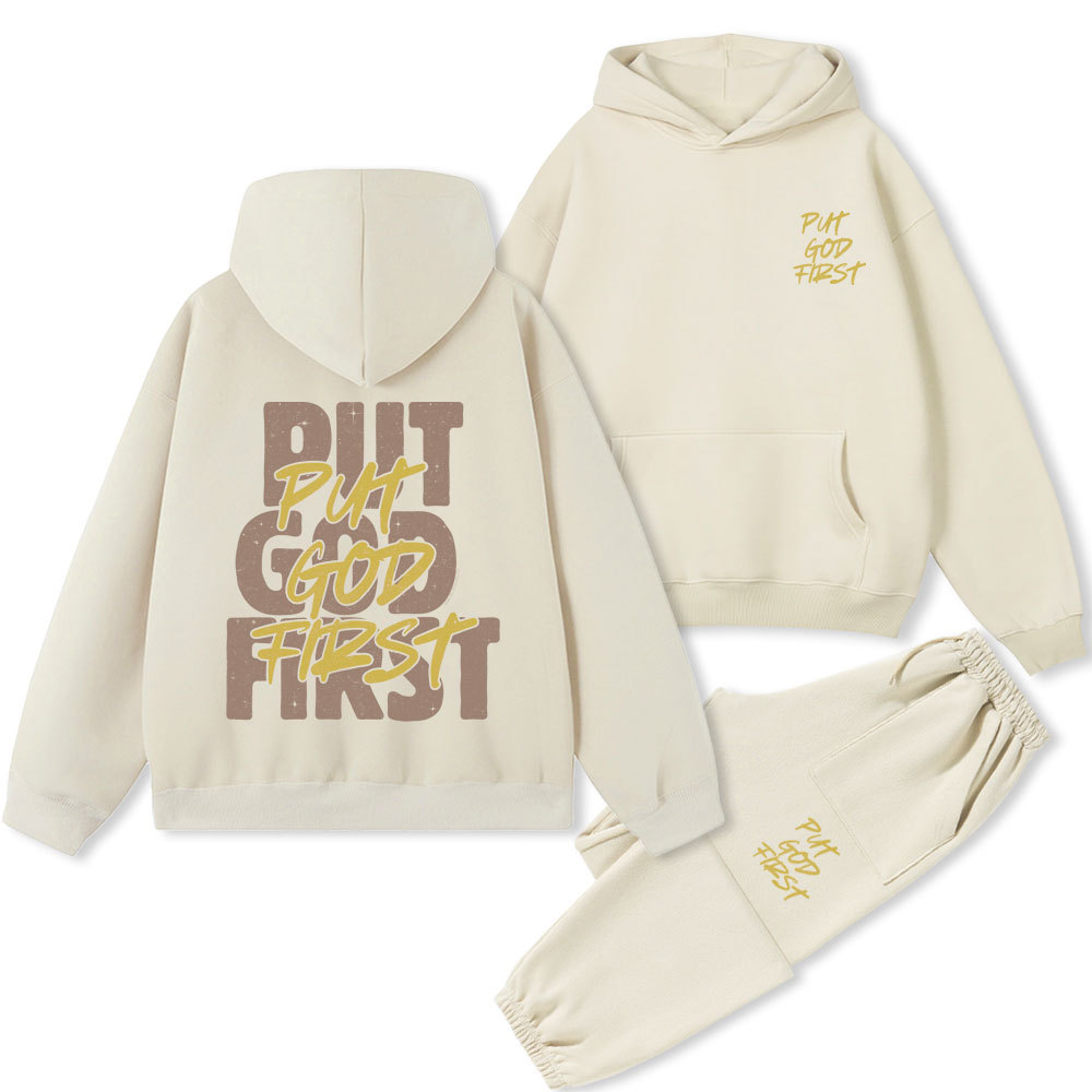 Put God First Christian Premium Fleece Hoodie Set