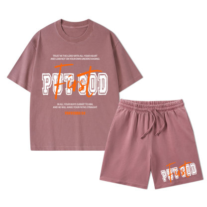 Put God First Christian Washed T-Shirt & Shorts