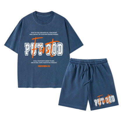 Put God First Christian Washed T-Shirt & Shorts