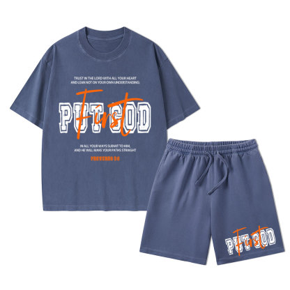 Put God First Christian Washed T-Shirt & Shorts