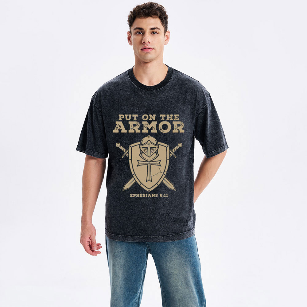 Put On The Armor Christian Washed T-Shirt