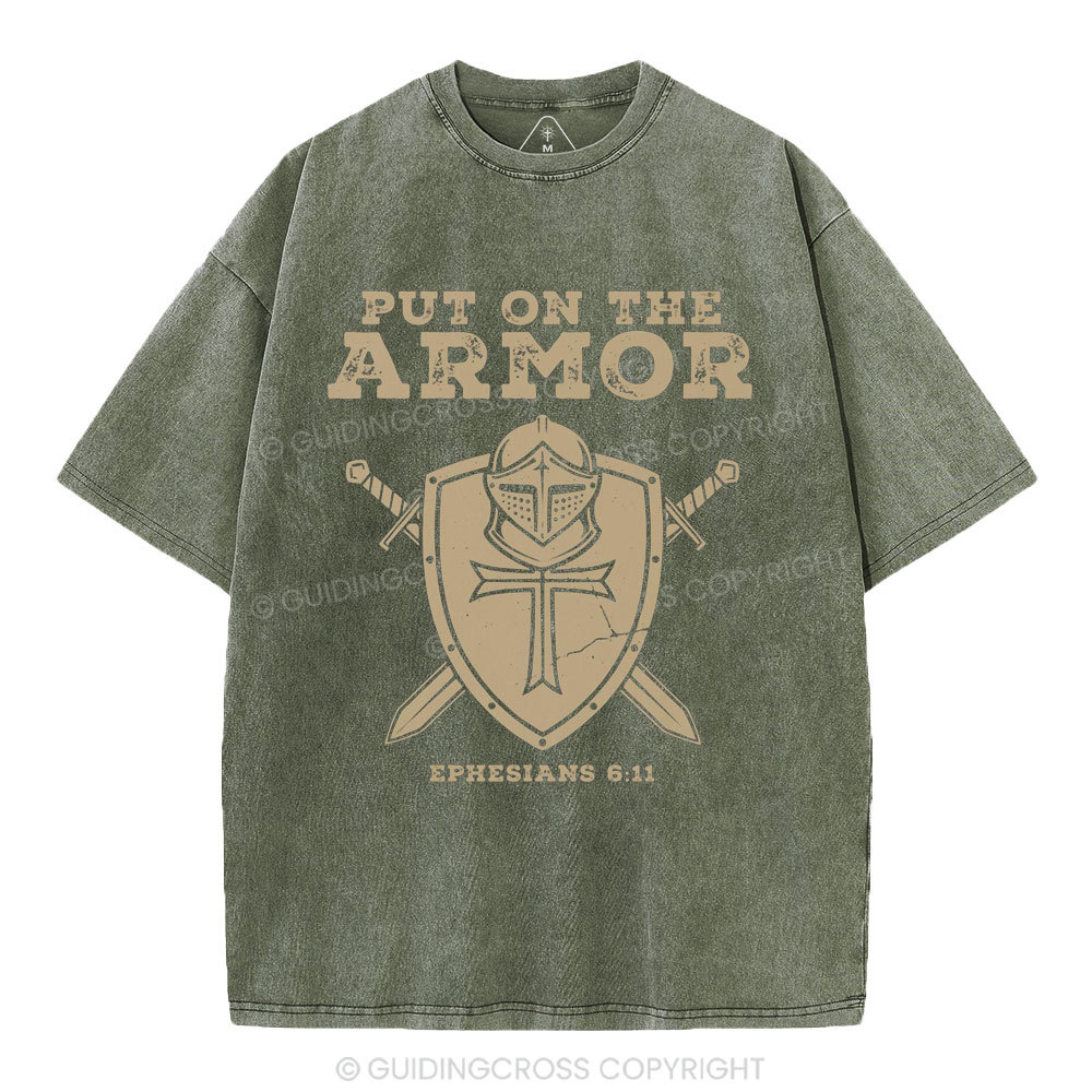 Put On The Armor Christian Washed T-Shirt