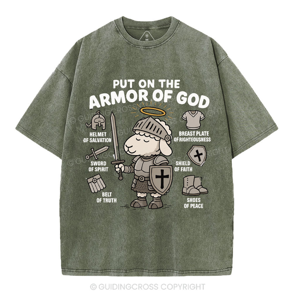 Put On The Armor Of God Christian Washed T-Shirt