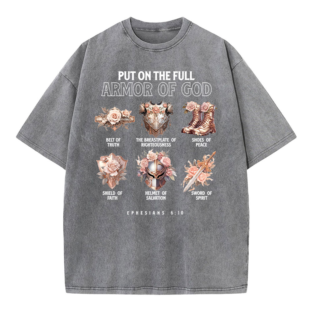 Put On The Full Amor Of God Christian Washed T-Shirt