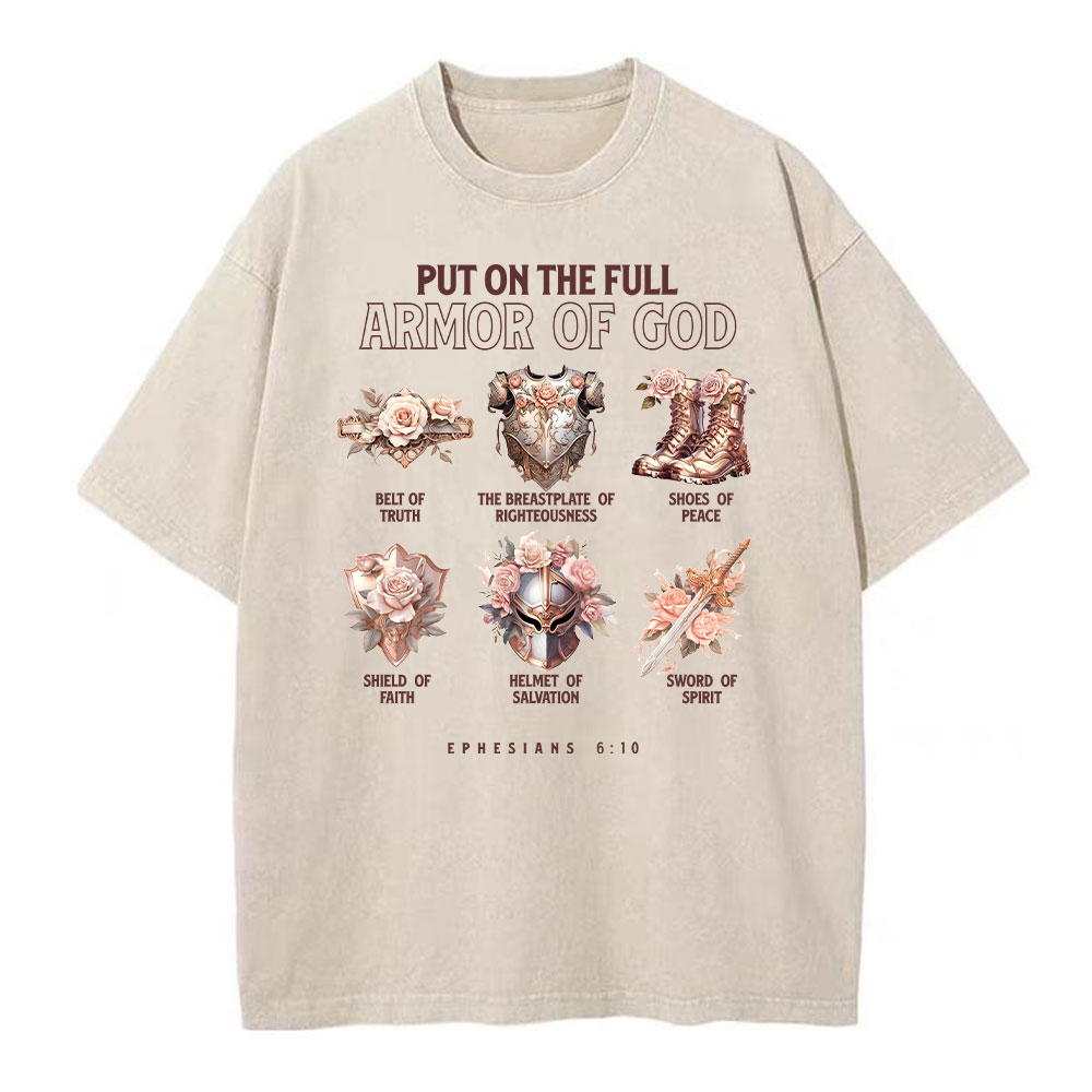 Put On The Full Amor Of God Christian Washed T-Shirt