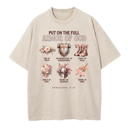 Put On The Full Amor Of God Christian Washed T-Shirt