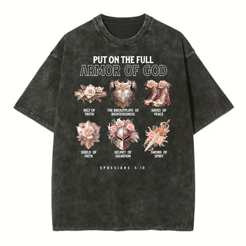 Put On The Full Amor Of God Christian Washed T-Shirt