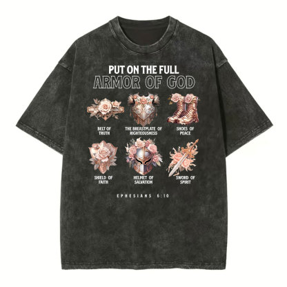 Put On The Full Amor Of God Christian Washed T-Shirt