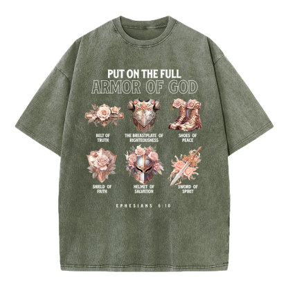 Put On The Full Amor Of God Christian Washed T-Shirt