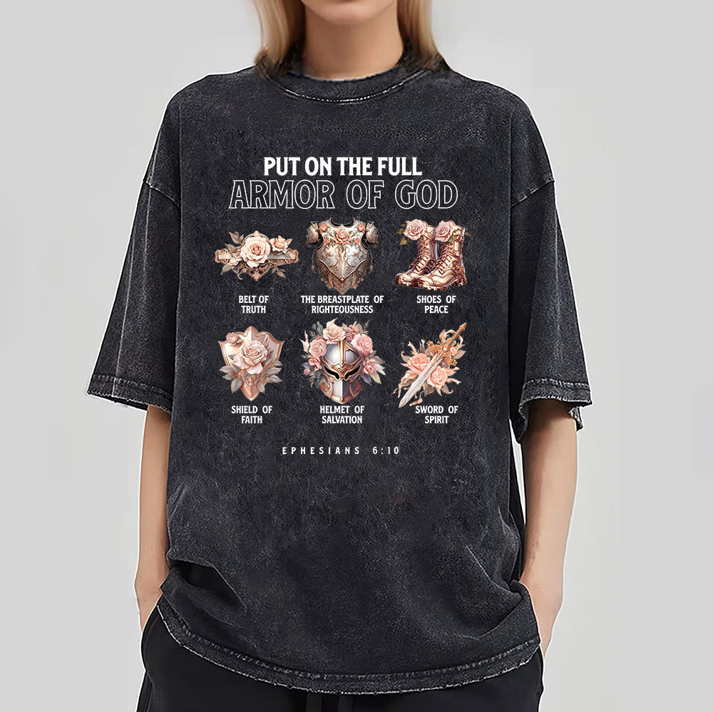 Put On The Full Amor Of God Christian Washed T-Shirt