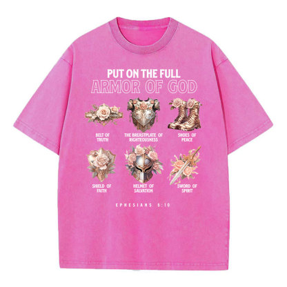 Put On The Full Amor Of God Christian Washed T-Shirt