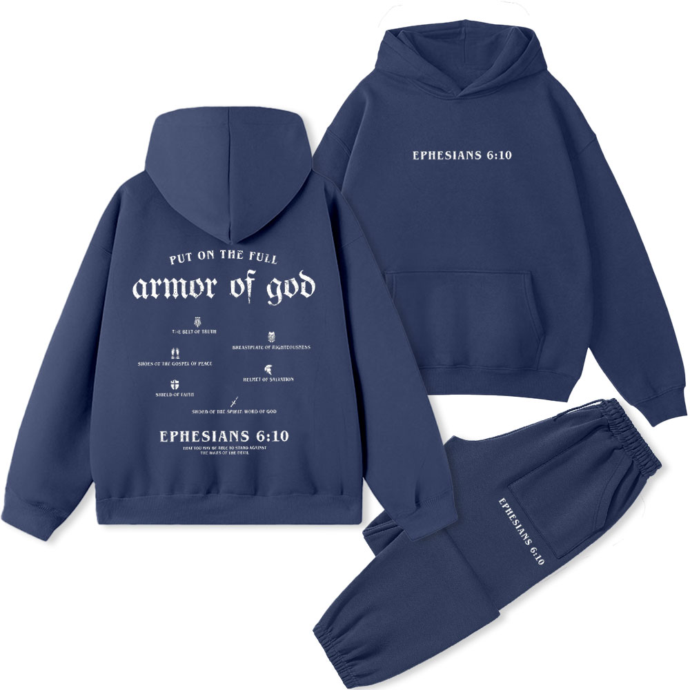 Put On The Full Armor Of God Christian Premium Fleece Hoodie Set
