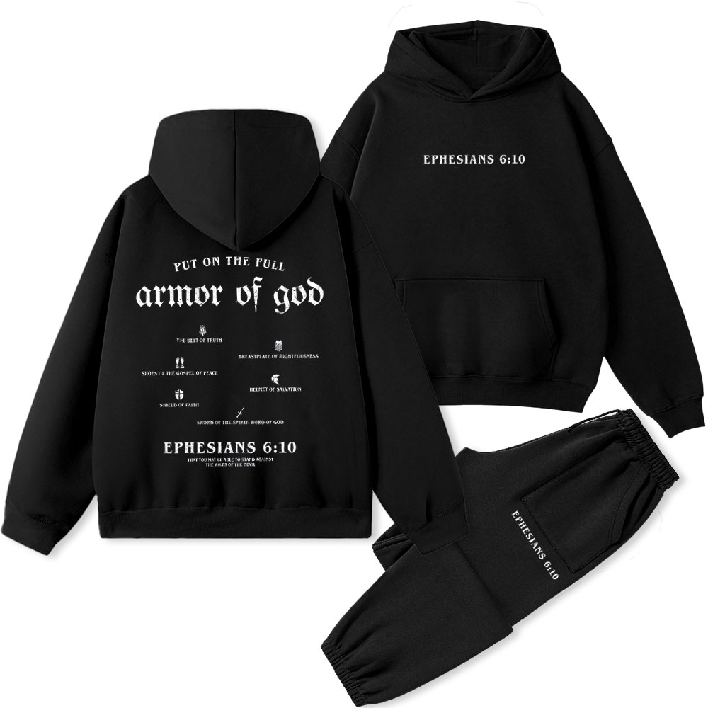 Put On The Full Armor Of God Christian Premium Fleece Hoodie Set