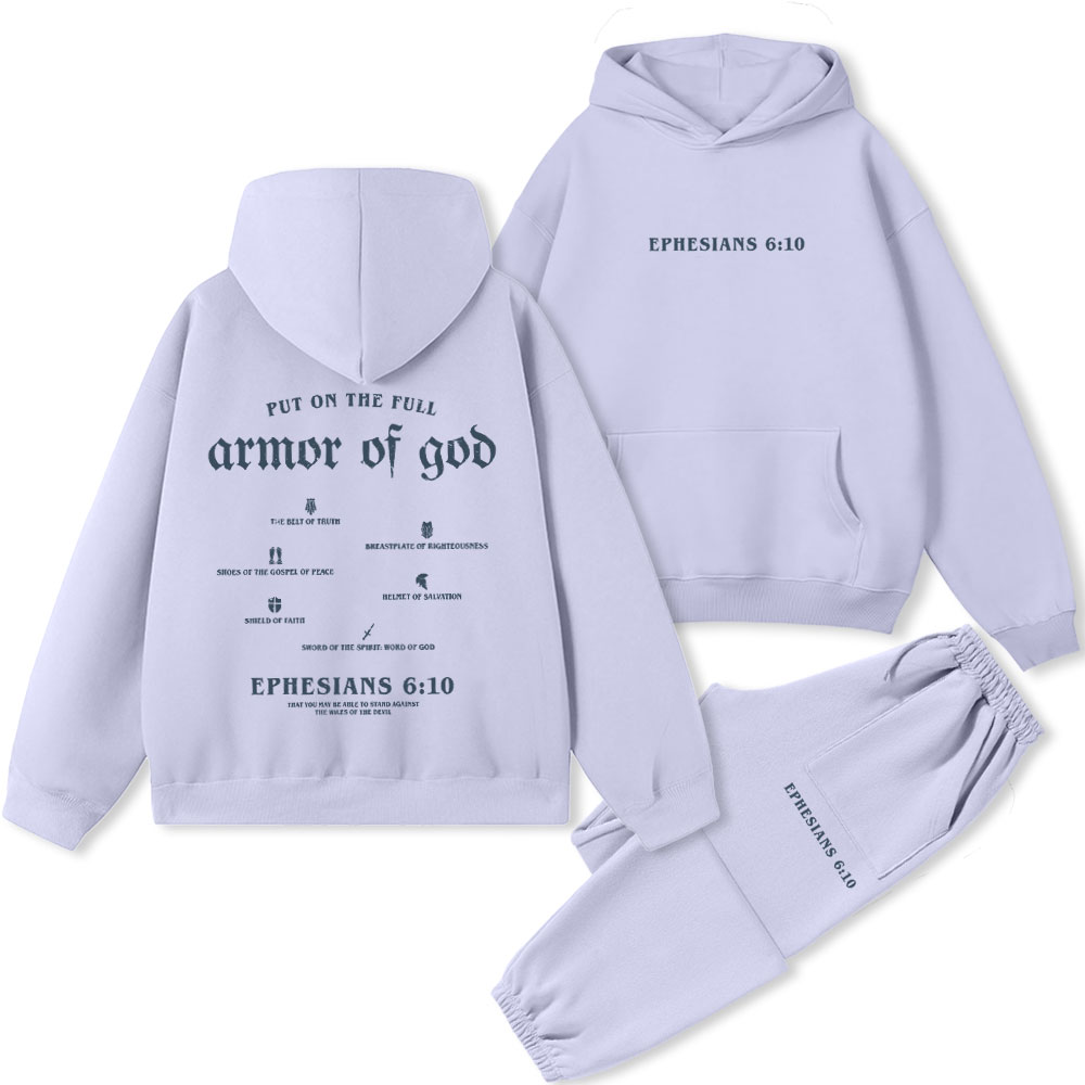 Put On The Full Armor Of God Christian Premium Fleece Hoodie Set