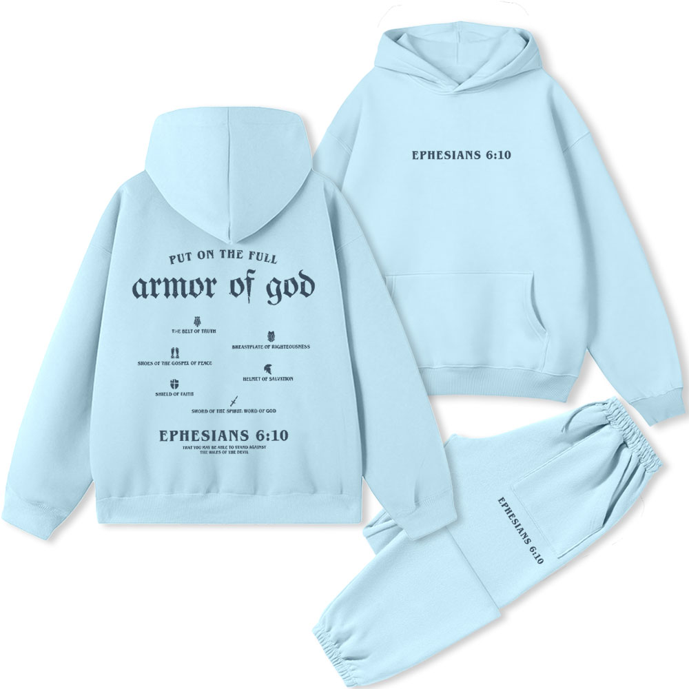 Put On The Full Armor Of God Christian Premium Fleece Hoodie Set