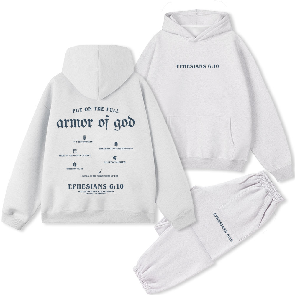 Put On The Full Armor Of God Christian Premium Fleece Hoodie Set