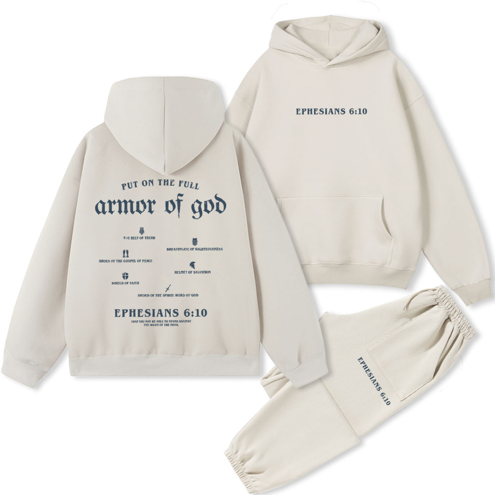 Put On The Full Armor Of God Christian Premium Fleece Hoodie Set