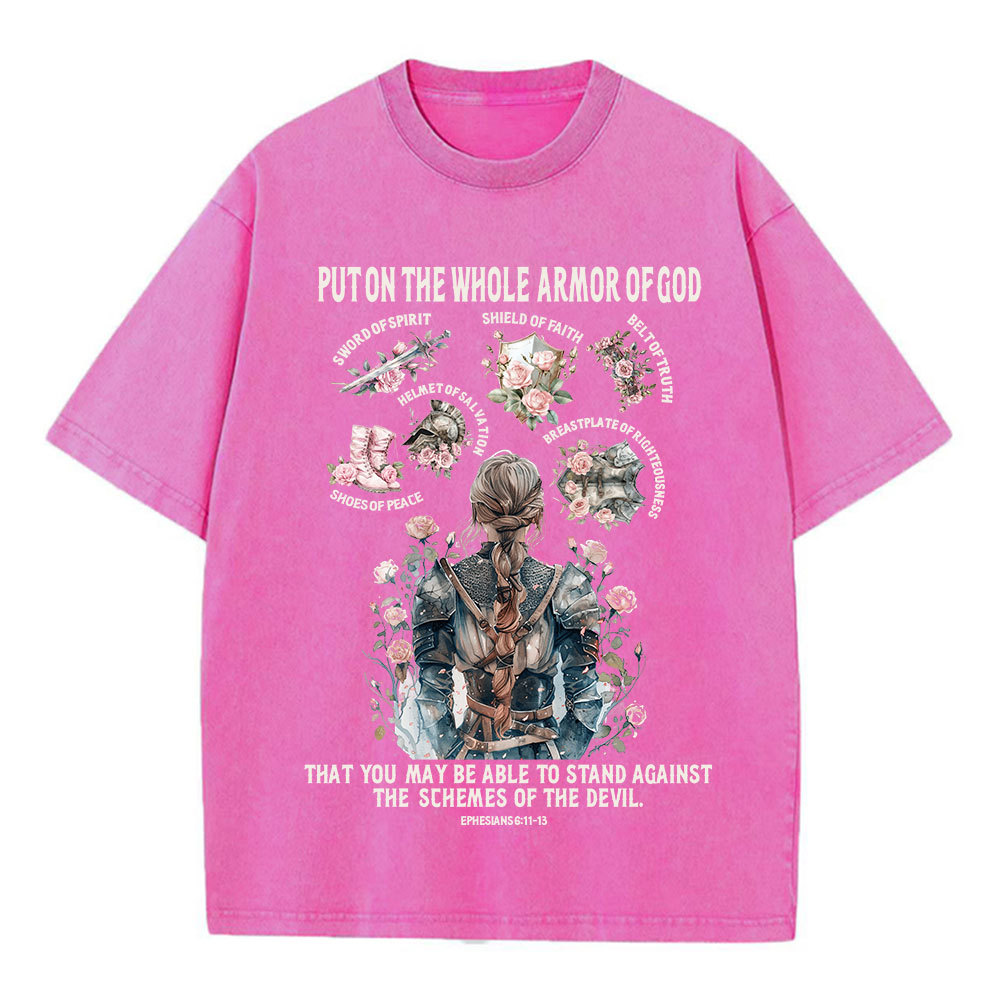 Put On The Whole Armor Of God Christian Washed T-Shirt