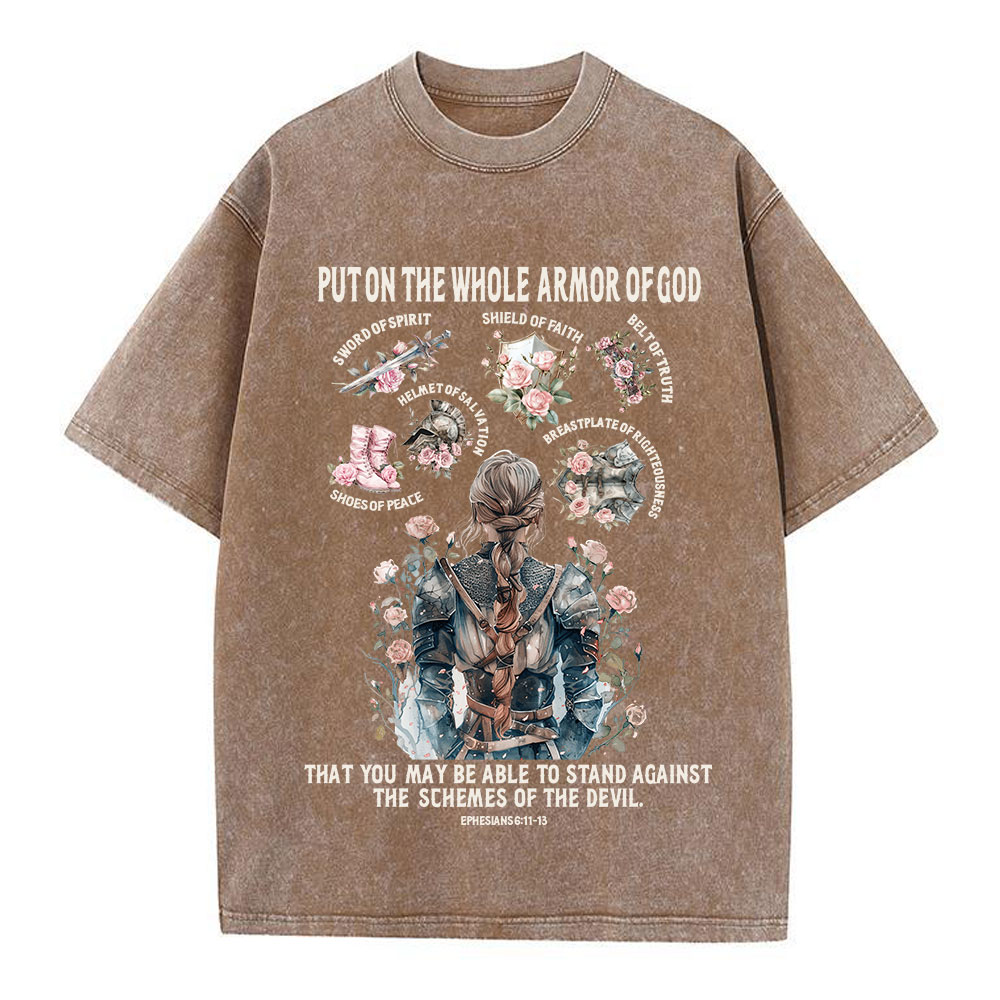 Put On The Whole Armor Of God Christian Washed T-Shirt