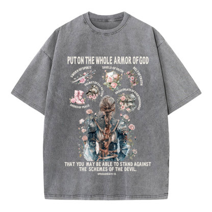 Put On The Whole Armor Of God Christian Washed T-Shirt