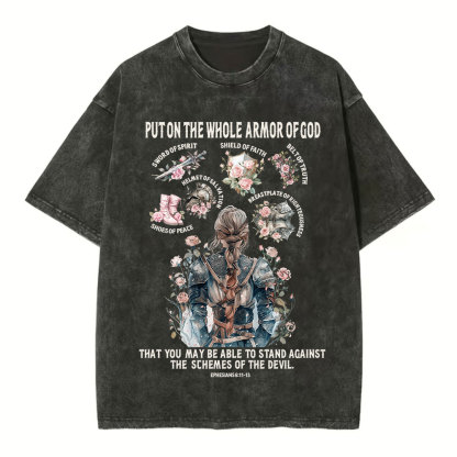 Put On The Whole Armor Of God Christian Washed T-Shirt