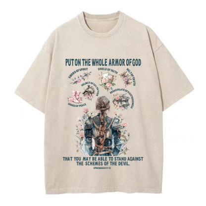 Put On The Whole Armor Of God Christian Washed T-Shirt