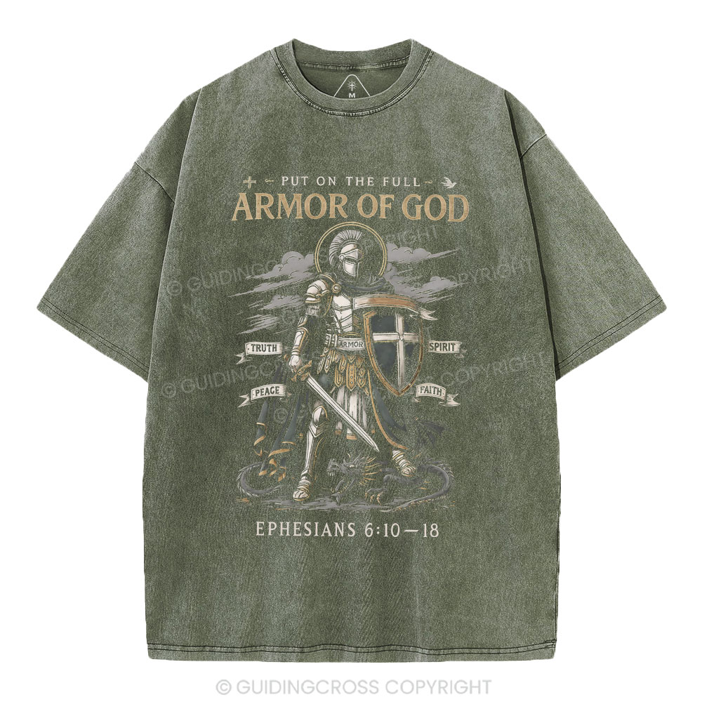 Put On The Full Armor Of God Christian Washed T-Shirt