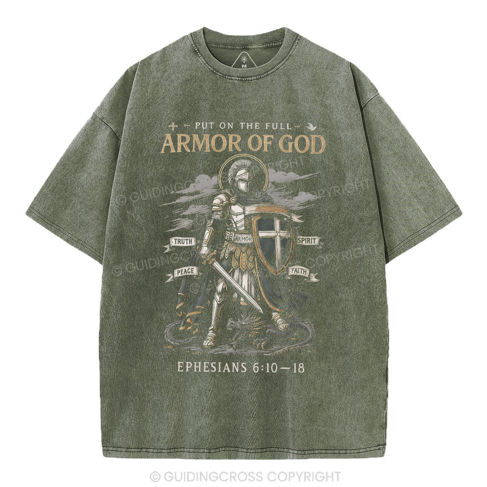 Put On The Full Armor Of God Christian Washed T-Shirt