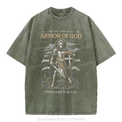 Put On The Full Armor Of God Christian Washed T-Shirt