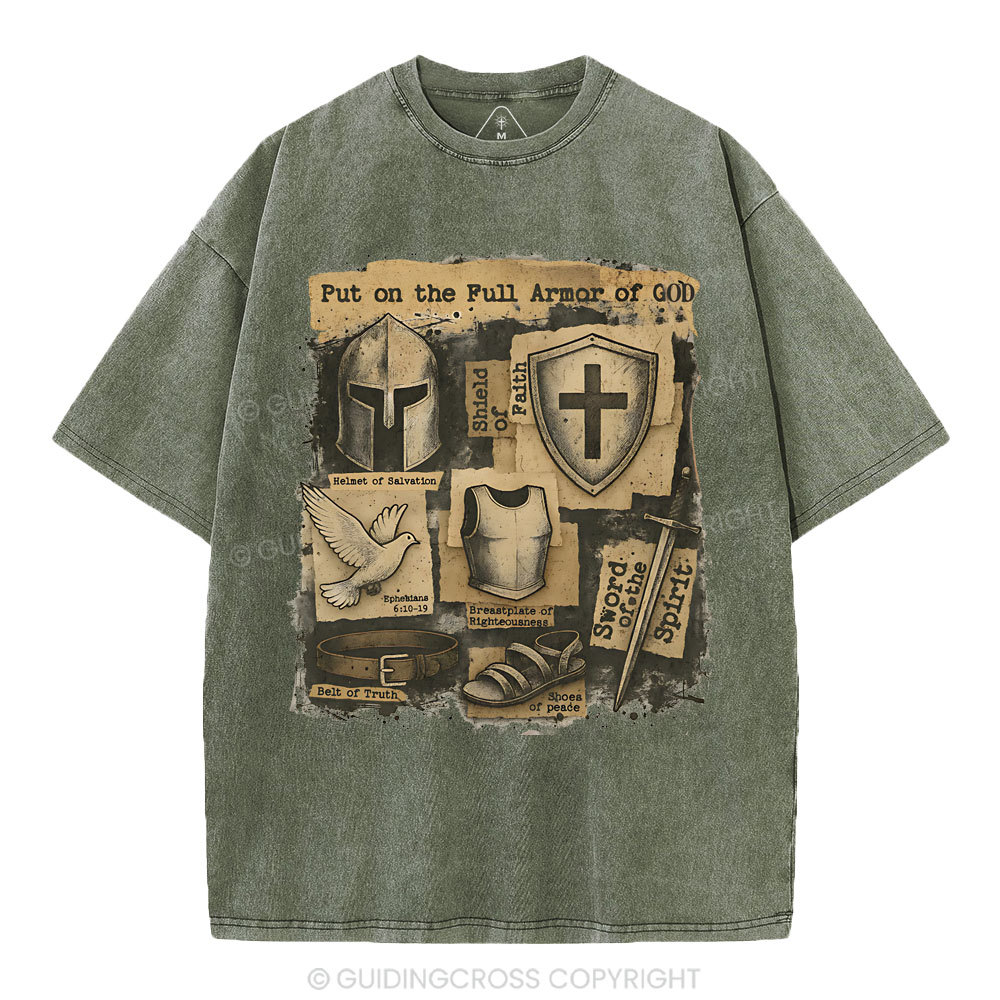 Put On The Full Armor Of God Christian Washed T-Shirt