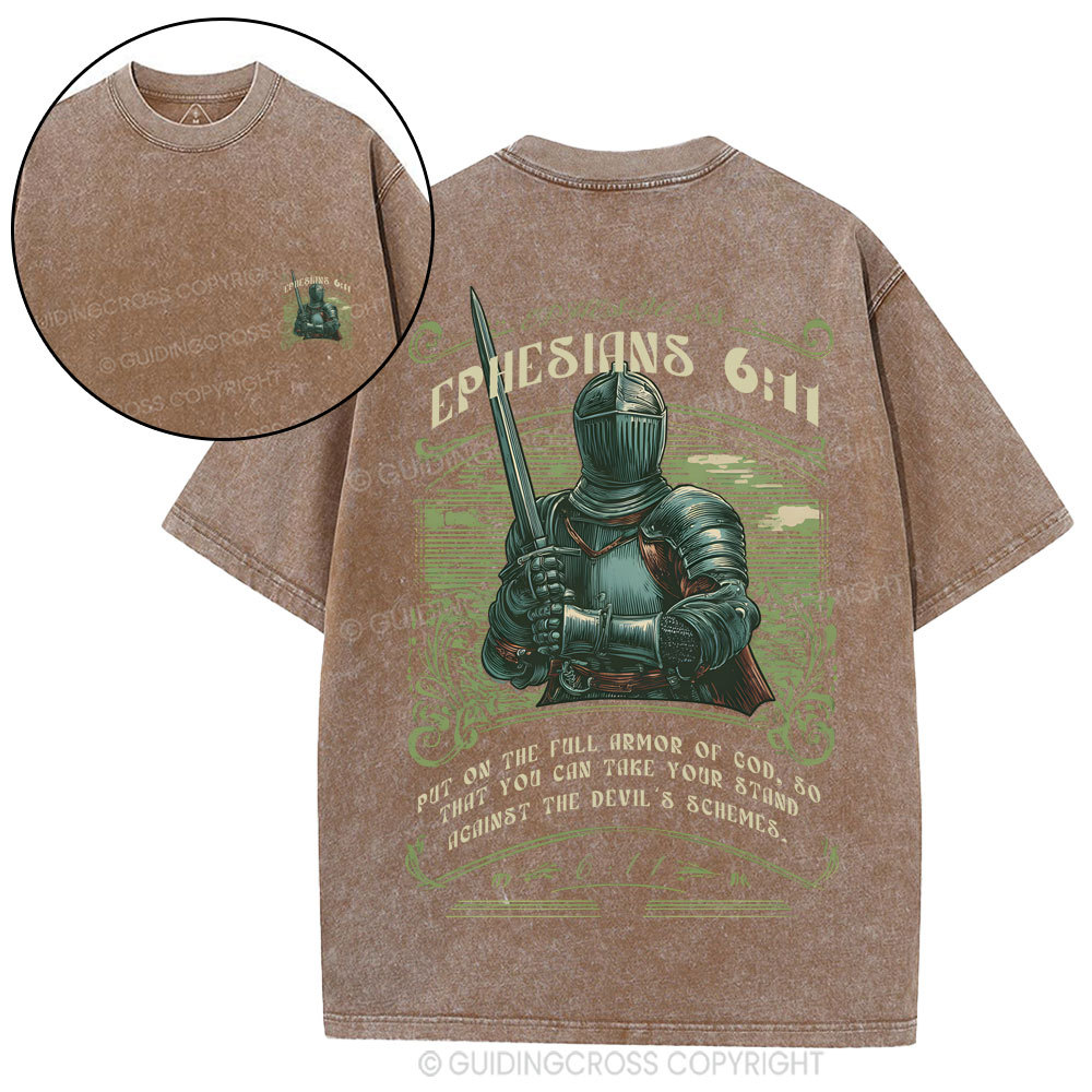 Put On The Full Armor Of God Christian Washed T-Shirt