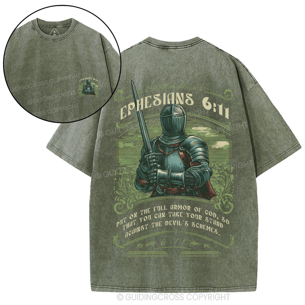 Put On The Full Armor Of God Christian Washed T-Shirt
