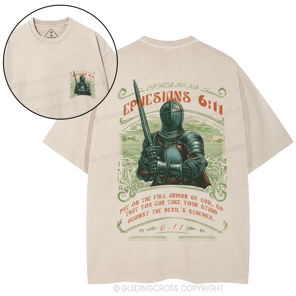 Put On The Full Armor Of God Christian Washed T-Shirt