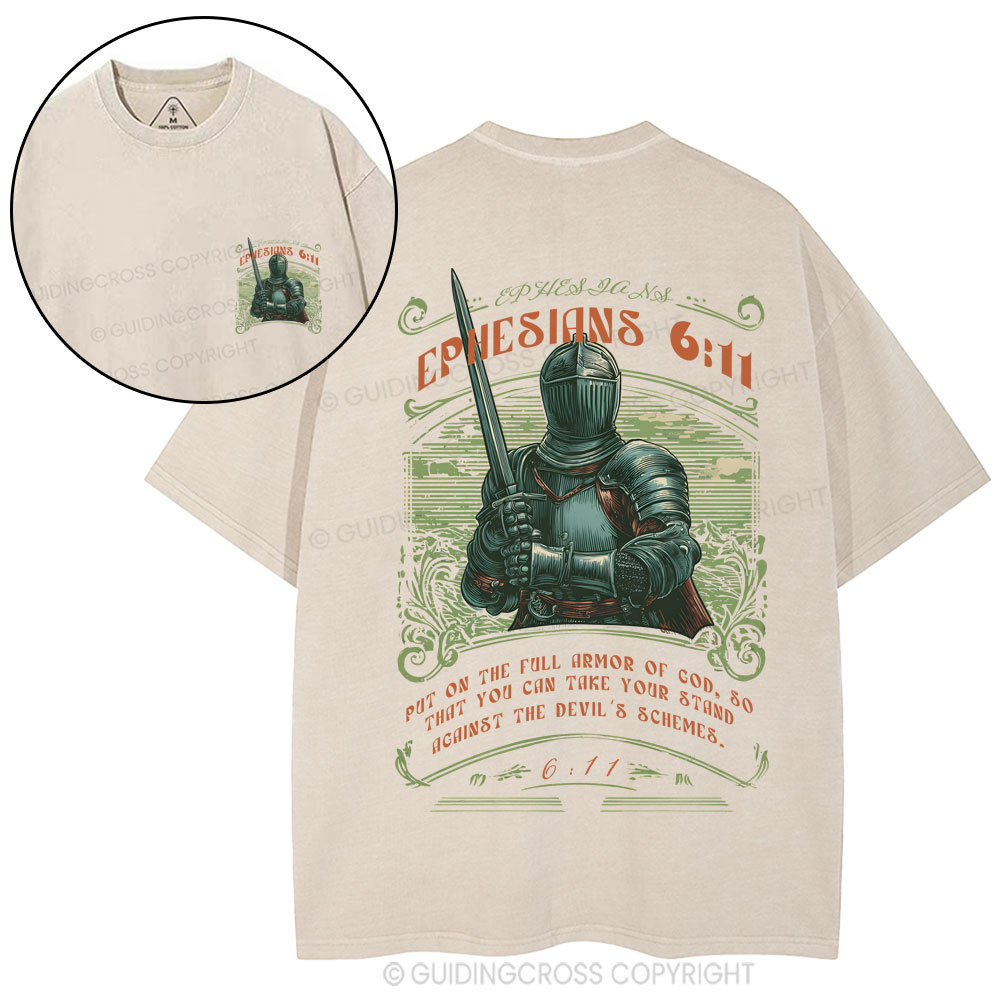 Put On The Full Armor Of God Christian Washed T-Shirt