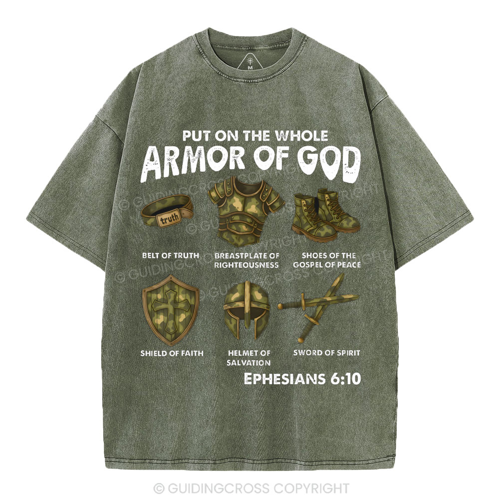 Put On The Whole Armor Of God Christian Washed T-Shirt