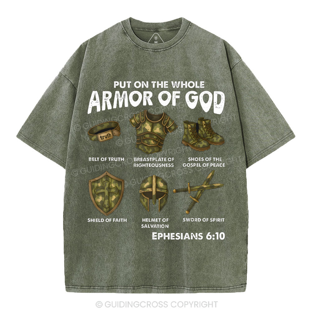 Put On The Whole Armor Of God Christian Washed T-Shirt
