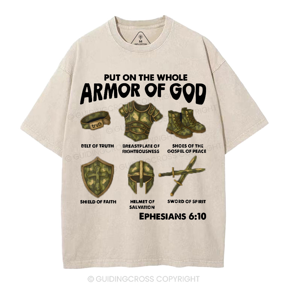 Put On The Whole Armor Of God Christian Washed T-Shirt