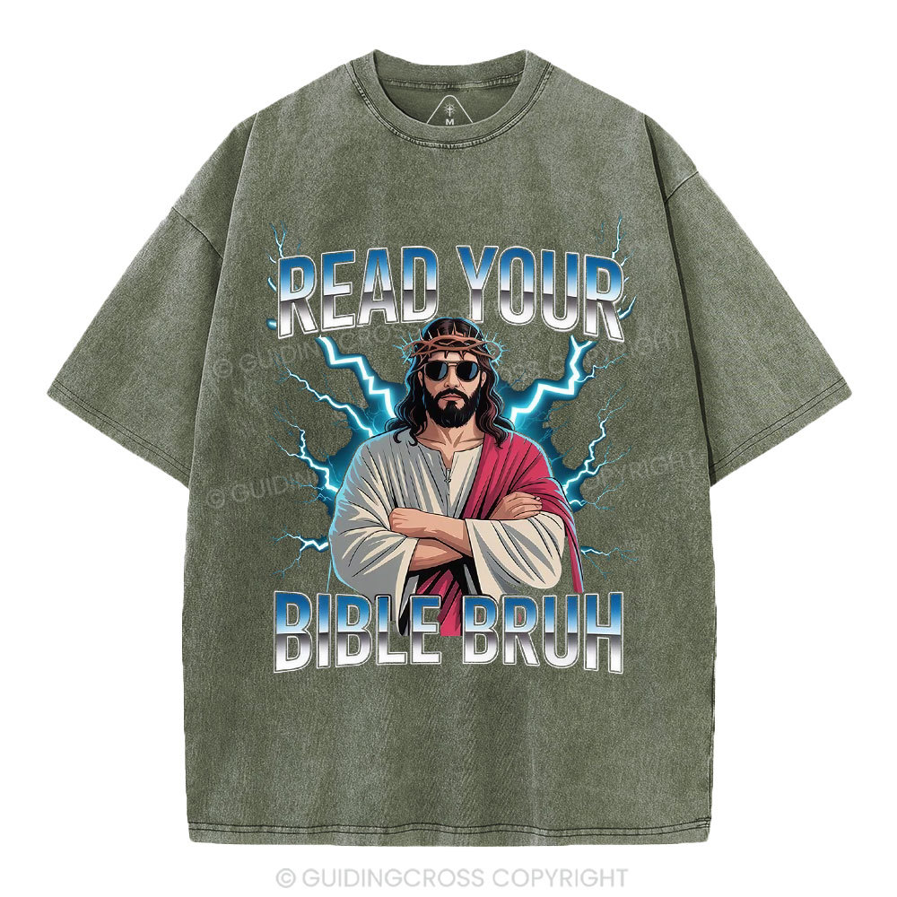 Ready Your Bible Bruh Christian Washed T-Shirt