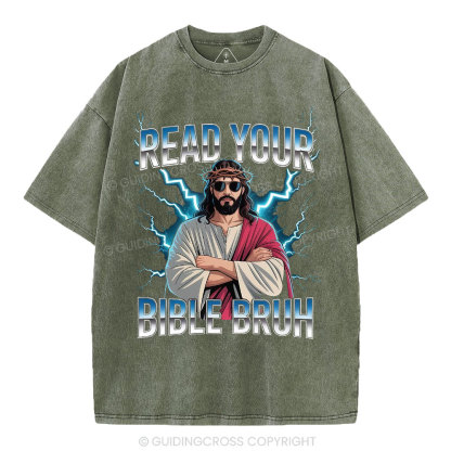 Ready Your Bible Bruh Christian Washed T-Shirt