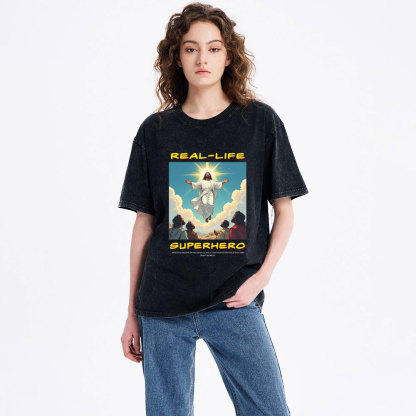 Real Life Superhero Christian Washed T-Shirt