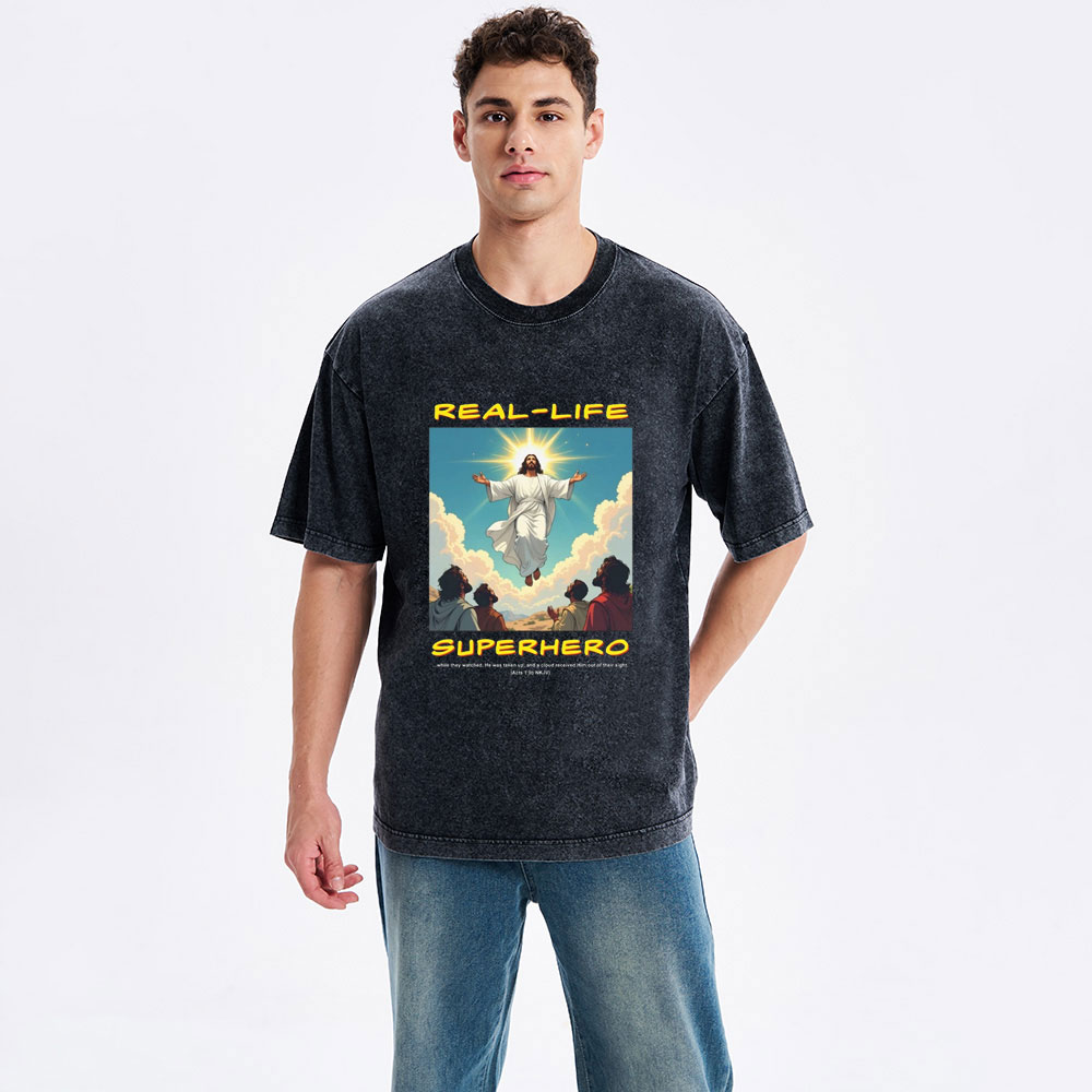 Real Life Superhero Christian Washed T-Shirt