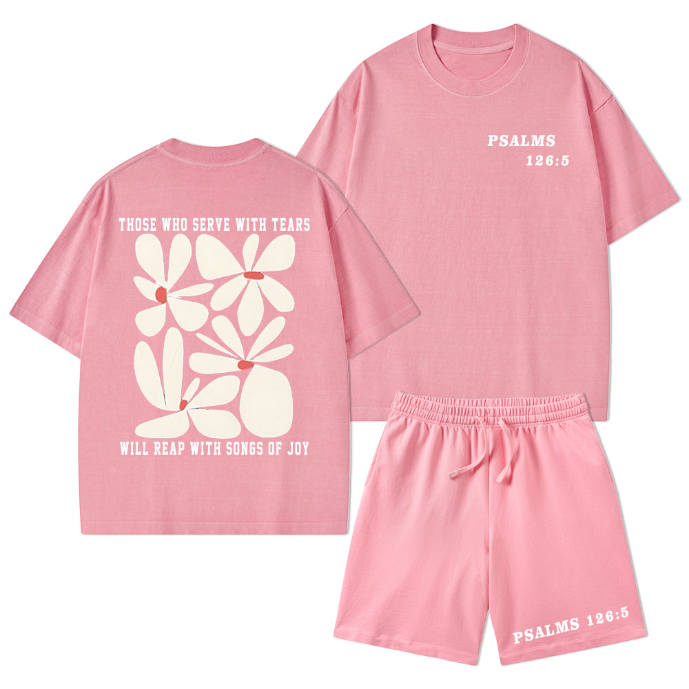 Reap With Songs of Joy Christian Washed T-Shirt & Shorts