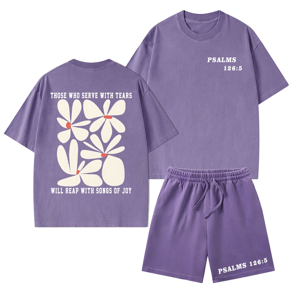 Reap With Songs of Joy Christian Washed T-Shirt & Shorts