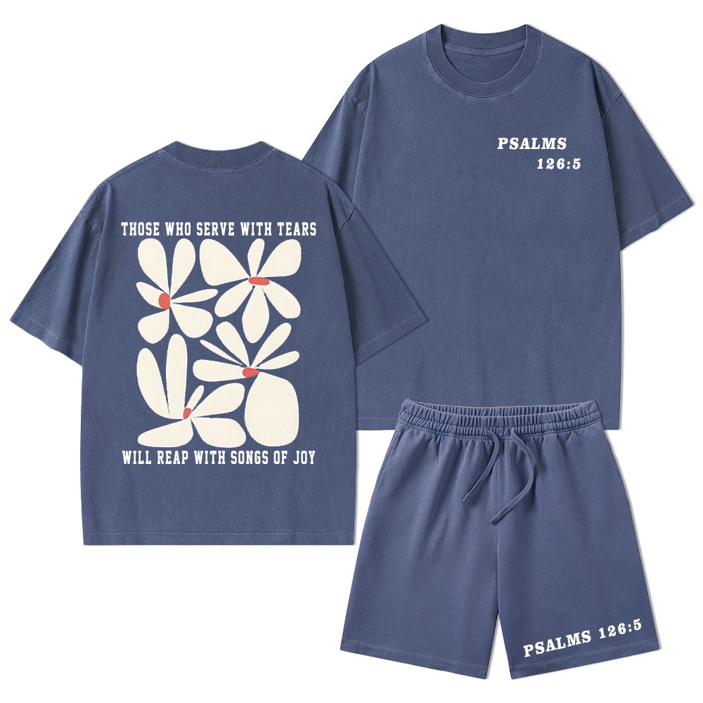 Reap With Songs of Joy Christian Washed T-Shirt & Shorts