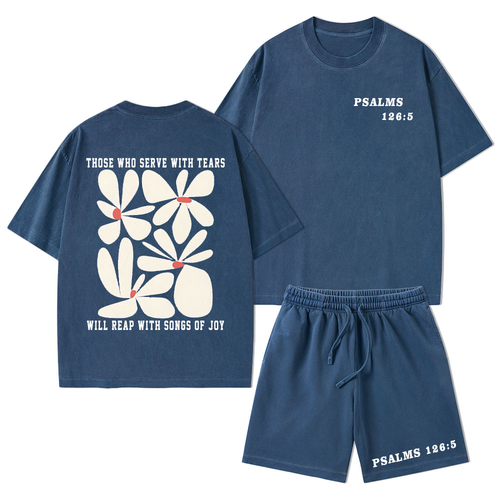 Reap With Songs of Joy Christian Washed T-Shirt & Shorts